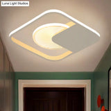 Modernist Metal Square Frame Led Flush Mount Light In White/Black – White/Warm Glow