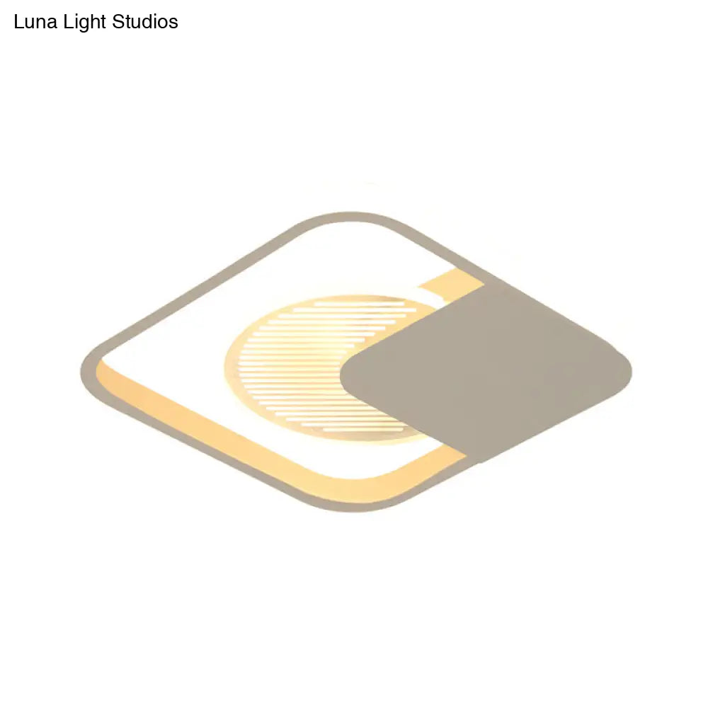 Modernist Metal Square Frame Led Flush Mount Light In White/Black – White/Warm Glow