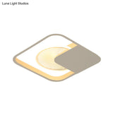 Modernist Metal Square Frame Led Flush Mount Light In White/Black – White/Warm Glow