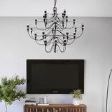 Modernist Metallic 18/30-Light Layered Chandelier: Stylish Dining Room Ceiling Lamp In Chrome 30 /