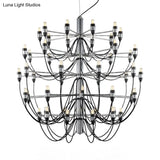 Modernist Metallic 18/30-Light Layered Chandelier: Stylish Dining Room Ceiling Lamp In Chrome