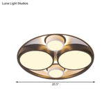 Modernist Metallic Black Round Led Flush Ceiling Light - Bedroom Mount 16.5’/20.5’ Wide