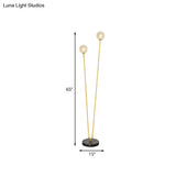 Modernist Metallic Gold Led Floor Reading Lamp With U-Shaped Design And Globe Glass Shade