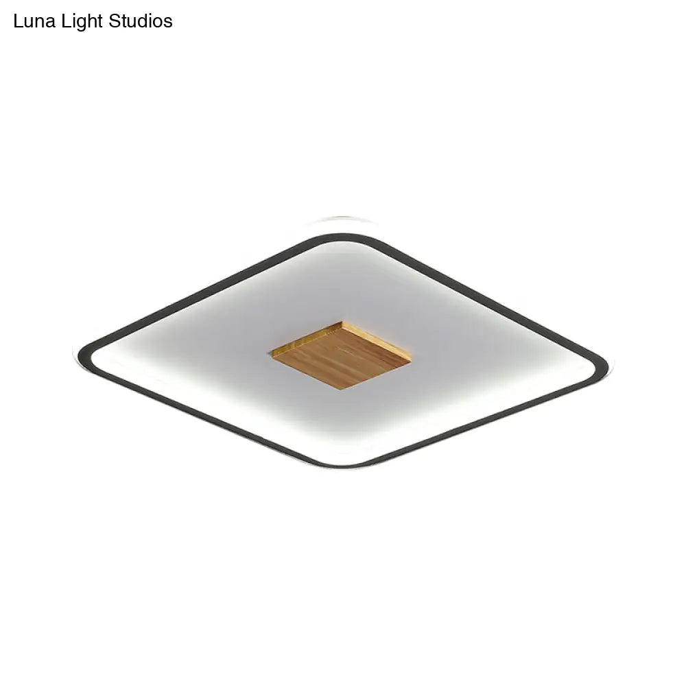 Modernist Metallic Ultrathin Square Ceiling Lamp In Black - White With Led Flush Mount Fixture