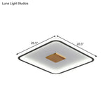 Modernist Metallic Ultrathin Square Ceiling Lamp In Black - White With Led Flush Mount Fixture