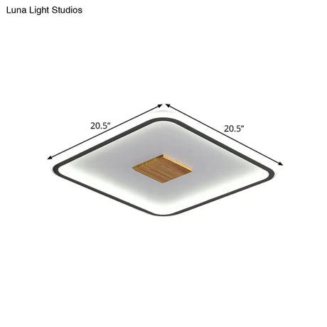 Modernist Metallic Ultrathin Square Ceiling Lamp In Black - White With Led Flush Mount Fixture
