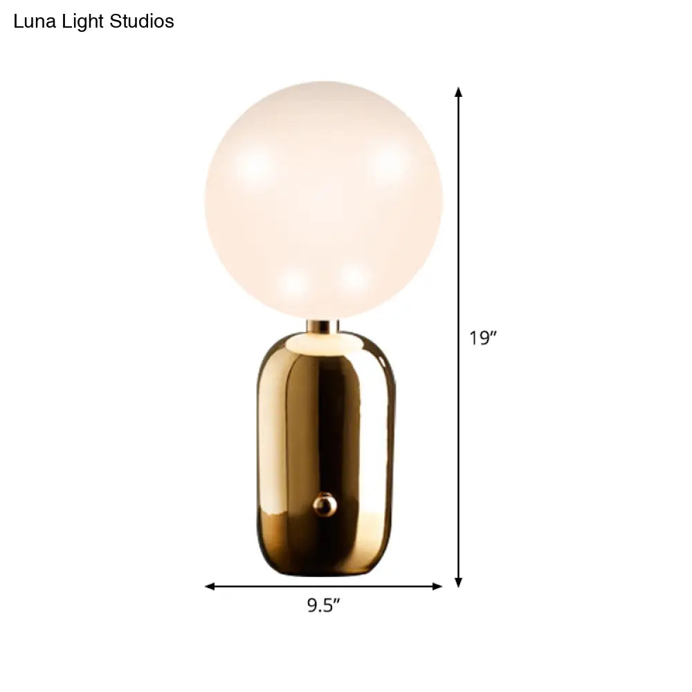Modernist Milky Glass Small Desk Lamp Gold Finish 7/9.5 Wide