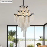 Modernist Nordic Style Metal Chain Chandelier - 8-Light Silver Ceiling Light Fixture