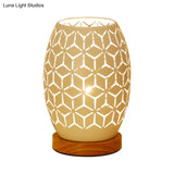 Modernist Oblong White Night Table Lamp With Hollow Out Design - Sleek Metal Construction 1 Head For