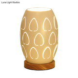 Modernist Oblong White Night Table Lamp With Hollow Out Design - Sleek Metal Construction 1 Head For