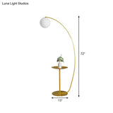 Modernist Opal Glass Floor Lamp With Gold Accent - Sphere Design 1-Light