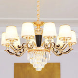 Modernist Opal Glass Gold Cone Chandelier With Crystal Accents - Stylish Pendulum Light 10 / White