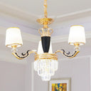 Modernist Opal Glass Gold Cone Chandelier With Crystal Accents - Stylish Pendulum Light 3 / White