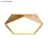 Modernist Pentagon Led Flush Mount Lamp In Beige Warm/White Light - 16.5’/20.5’ Wide Ideal For