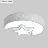 Modernist Pink/White Led Ceiling Lamp With Star And Crescent Design