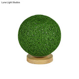Modernist Rattan Ceiling Mount Light: Blue/Flaxen Globe Shade 6’/8’ Wide 1 Bulb Flush Lighting