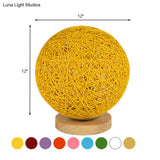 Modernist Rattan Ceiling Mount Light: Blue/Flaxen Globe Shade 6’/8’ Wide 1 Bulb Flush Lighting