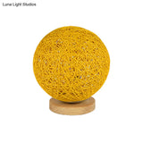 Modernist Rattan Ceiling Mount Light: Blue/Flaxen Globe Shade 6’/8’ Wide 1 Bulb Flush Lighting