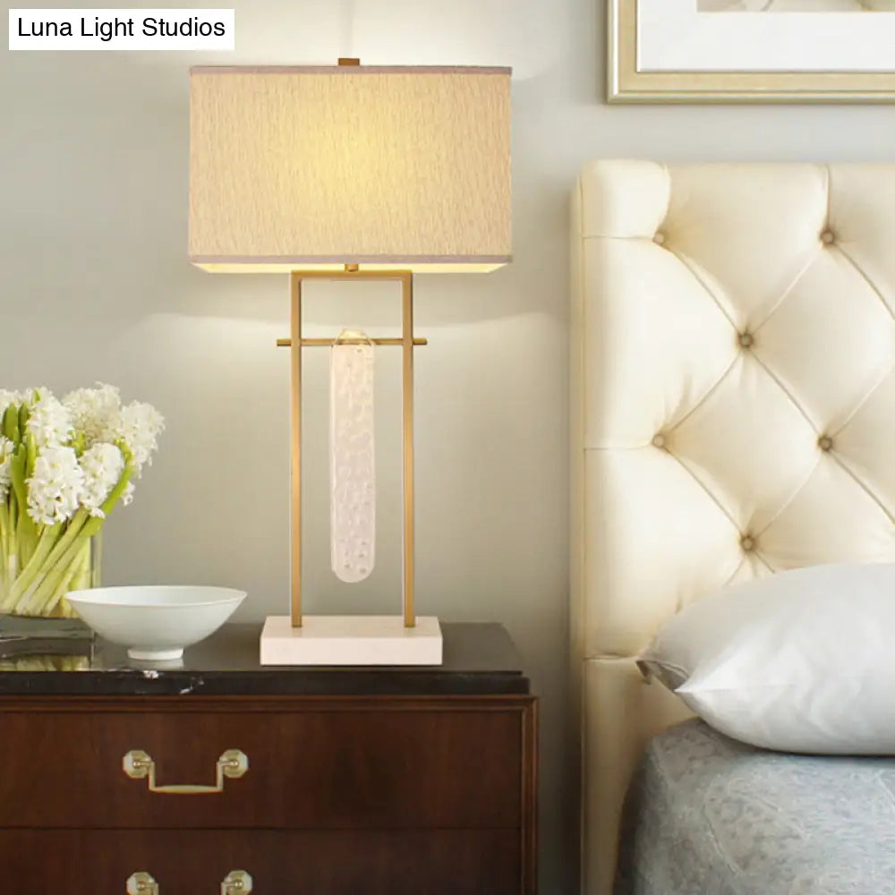 Modernist Rectangle Reading Light White Nightstand Lamp For Bedroom