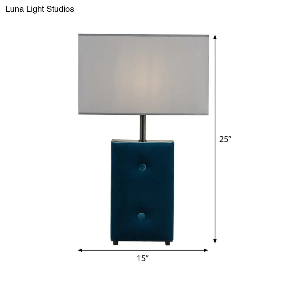 Modernist Rectangle Task Light For Reading Fabric Shade 1-Bulb In Blue