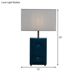 Modernist Rectangle Task Light For Reading Fabric Shade 1-Bulb In Blue