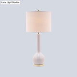 Modernist Red/White Fabric Cylinder Table Light