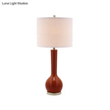 Modernist Red/White Fabric Cylinder Table Light