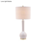 Modernist Red/White Fabric Cylinder Table Light