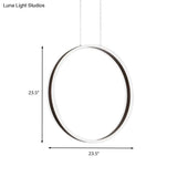 Modernist Ring Hanging Light Kit - Acrylic Dining Room Led Pendant Lamp In Coffee 16’/23.5’ Dia
