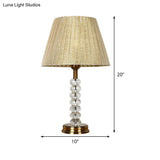 Modernist Shaded Study Lamp - Beige Fabric 1 Head Ideal For Bedroom Reading