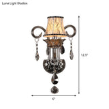 Modernist Smoke Grey Crystal Conical Sconce Light: Wall Mounted Lighting For Living Room (1/2