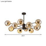 Modernist Smoke Grey Glass Led Pendant Chandelier - Global Design With Inner Glowing String