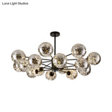 Modernist Smoke Grey Glass Led Pendant Chandelier - Global Design With Inner Glowing String