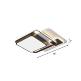 Modernist Square Flush Ceiling Led Bedroom Light Fixture - Black Iron 16/19.5 Width