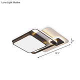 Modernist Square Flush Ceiling Led Bedroom Light Fixture - Black Iron 16’/19.5’ Width