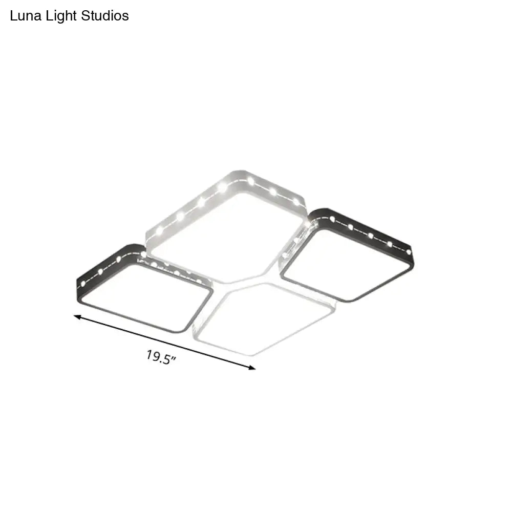 Modernist Style Acrylic Flush Mount Bedroom Lighting - 19.5’/23.5’ Square Led Ceiling Light In