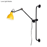Modernist Style Black/White Dome Shade Wall Light With Adjustable Metal Lamp - Ideal For Dining Room