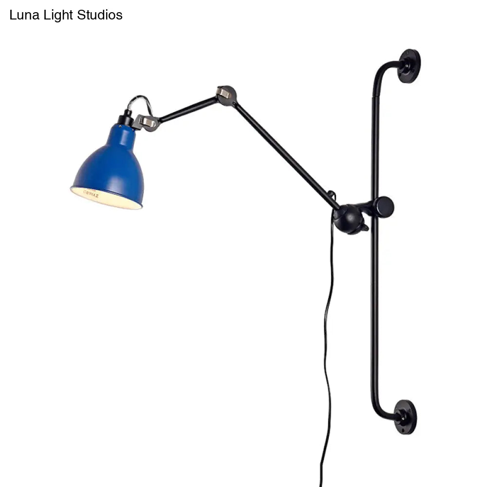 Modernist Style Black/White Dome Shade Wall Light With Adjustable Metal Lamp - Ideal For Dining Room