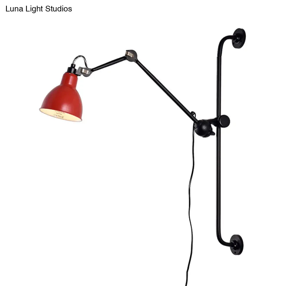 Modernist Style Black/White Dome Shade Wall Light With Adjustable Metal Lamp - Ideal For Dining Room