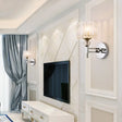 Modernist Style Clear Glass Wall Light Sconce With Crystal Deco In Chrome Finish - 1 Bulb