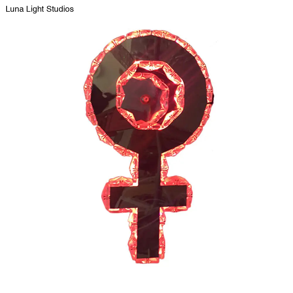 Modernist Style Crystal Led Bedroom Wall Sconce Light With Nickel Girl Logo