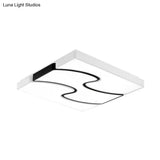 Modernist Style Led Flush Mount Lighting In White - 16.5’/27’ Width For Living Room