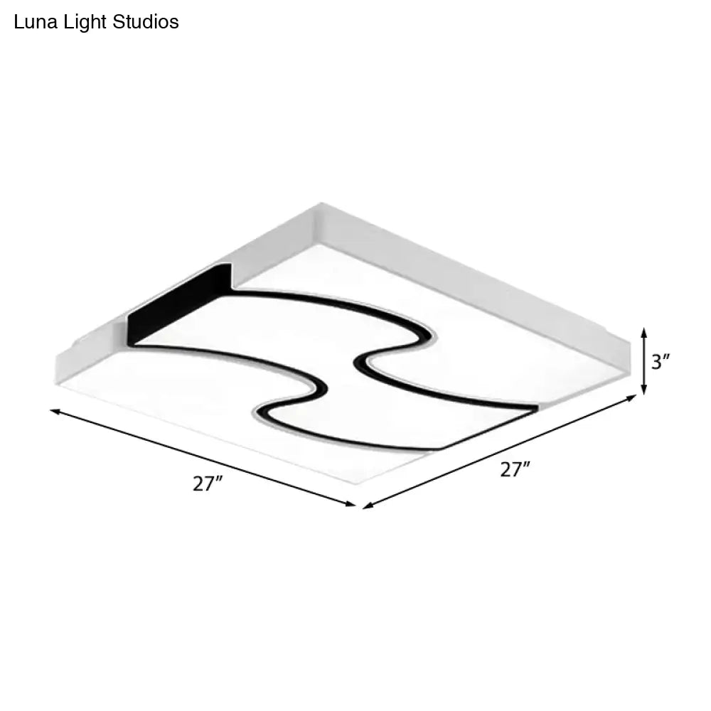 Modernist Style Led Flush Mount Lighting In White - 16.5’/27’ Width For Living Room