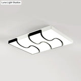 Modernist Style Led Flush Mount Lighting In White - 16.5’/27’ Width For Living Room