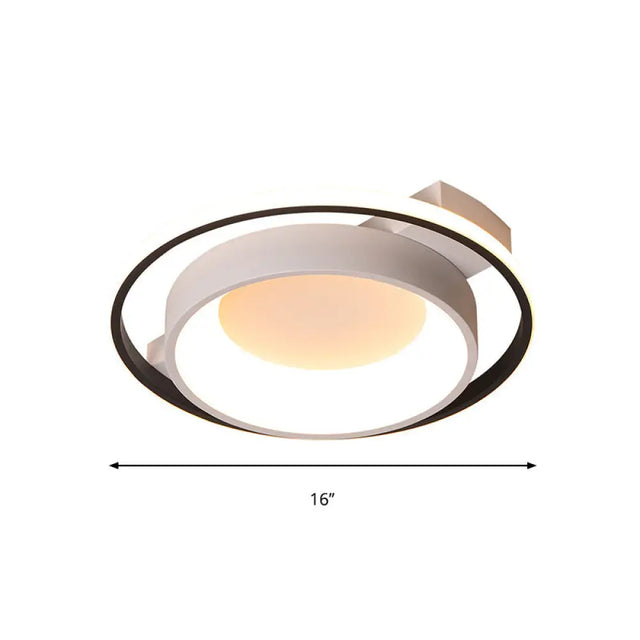 Modernist Style Metallic Dish Ceiling Lamp - 16/19.5 Dia Led Flush Mount In Warm/White Light