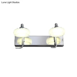 Modernist Style Silver Wall Lamp With Round Frosted Acrylic Shade 2/3 Heads Warm/White Lighting -