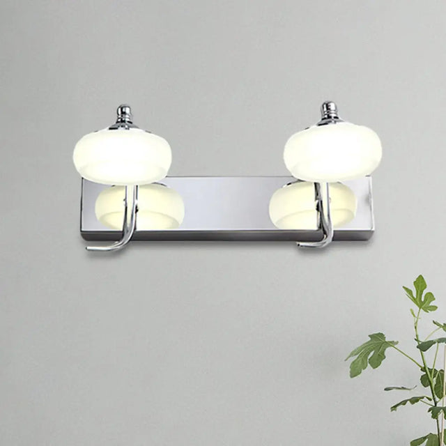 Modernist Style Silver Wall Lamp With Round Frosted Acrylic Shade 2/3 Heads Warm/White Lighting -