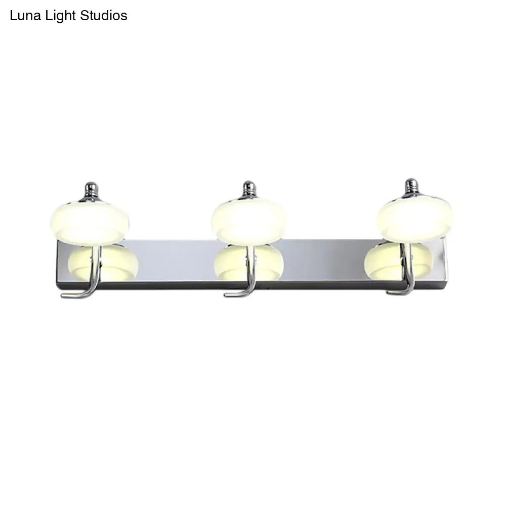 Modernist Style Silver Wall Lamp With Round Frosted Acrylic Shade 2/3 Heads Warm/White Lighting -