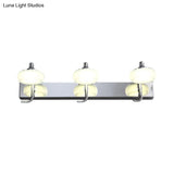 Modernist Style Silver Wall Lamp With Round Frosted Acrylic Shade 2/3 Heads Warm/White Lighting -