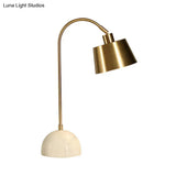Modernist Tapered Table Lamp In Brass With Marble Base - 1 Bulb Task Lighting